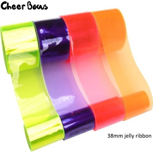 5Y/Bag Jelly Ribbon 38mm Laser Summer Transparent Fabric PVC Ribbon For Bows DIY Home Decorative Handmade Bags Crafts Material