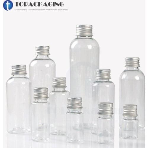 60/80/100/200/250ML Screw Cap Bottle Clear Plastic Cosmetic Shampoo Container Empty Lotion Shower Gel Refillable Aluminum Lid