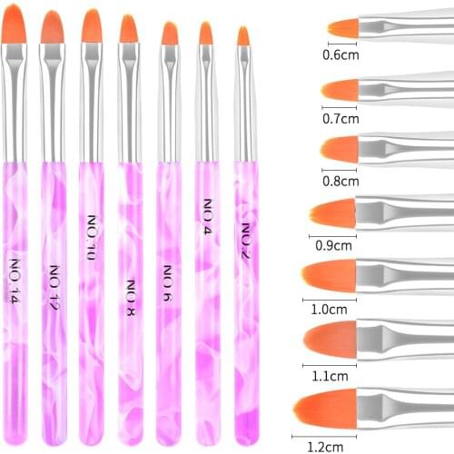 7pcs/set Nail Pen Brush 7 Different Sizes brush on nail glue and acrylic powder Salon or Home Use Gel Nail Brush