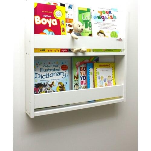 White Baby Kids Room Montessori Bookshelf Two Layer Wall Shelf Hand Made Rack Decoration of Office, Dinning Room Accessories