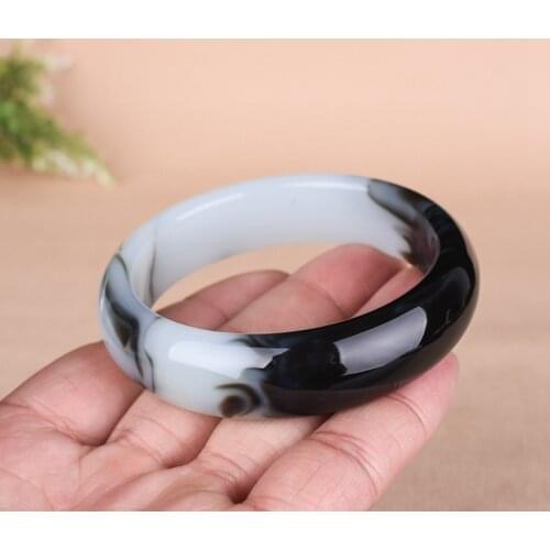 Natural Smoke Gray Hand Carved Jade Bracelet Fashion Jewelry Mens and Womens Bracelet Gift Accessories Round Bangle