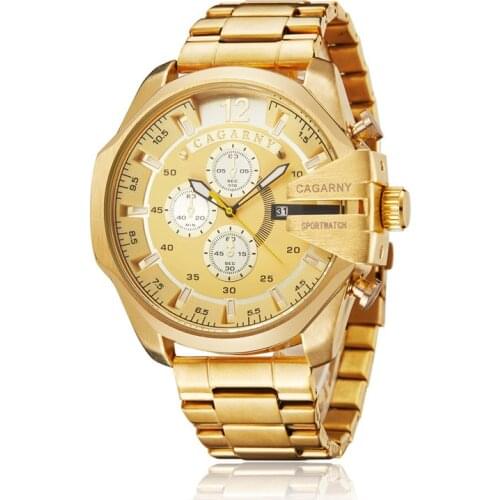 Black Stainless Steel Mens Watches Man Military Army Relogio Masculino Waterproof Date Quartz Watch For Men Cagarny Male Clock