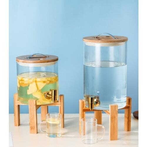 Kettle with Faucet Large Capacity Cold Kettle Household High Temperature Resistant Glass Cola Barrel Lemon Tea Beverage Juice Ba