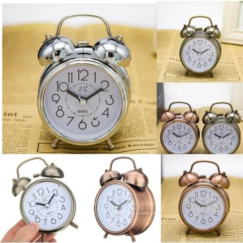 DOUBLE BELL WAKEUP NON SNOOZE LOUD ALARM CLOCK BEDSIDE DESK TABLE CLOCK TIMER CLASSIC VINTAGE STYLE