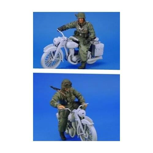 1/35 German soldiers Moto 2 people (not including motorcycles) WWII Resin Model Kit figure Free Shipping