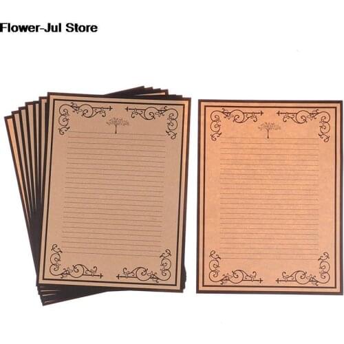 1Set(8sheets) European Style Decorative Pattern Vintage Lace Side Letter Paper Kraft Writing Paper