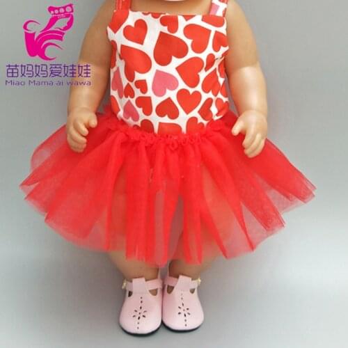 Doll clothes for 43cm baby Doll Red dress heart for 18" girl doll lace dress toys wear