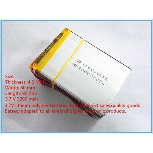 Best battery brand Size 456090 3.7V 3200mah Lithium polymer Battery With Protection Board For Tablet Ainol V3000HD MP4 GPS Free