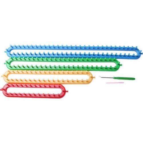 Best 1 Set Knit Tool 4 Size Long Knitting Knitter Looms Set Sewing Tools Accessory Hat Socks Maker Plastic Rectangle Diy Tool Ki
