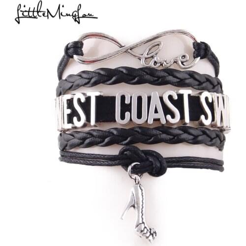 Little MingLou Infinity love West Coast Swing Bracelet dance high heels Charm leather men bracelets & bangles for Women jewelry