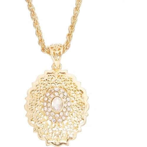 Moroccan style gold long pendant small necklace for women Caftan charm pendant Bijoux national wedding jewelry