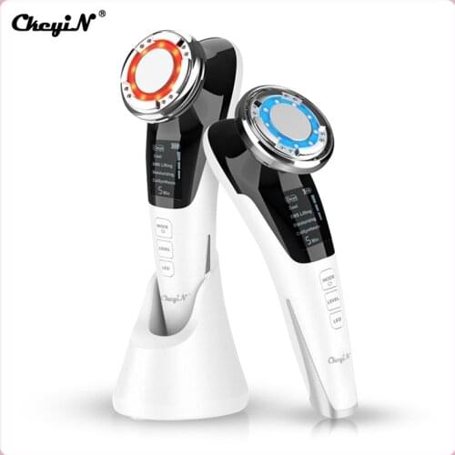 EMS Facial Massager Ion Hot Cool LED Light Vibration Skin Rejuvenation Face Lifting Tighten Skin Care Anti Aging Beauty Machine