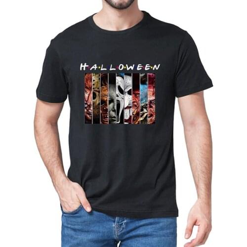 2020 Halloween Friends Horror Movies Face Pennywise Michael Myers Jason Voorhees Characters Graphic Mens Cotton T-Shirt top tee