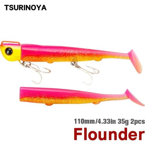 TSURINOYA 110mm 35g Soft Fishing Lure Paddle Tail Jig Head Hook Artificial Bait Seabass Flounder Saltwater Wobbler Swimbait Shad
