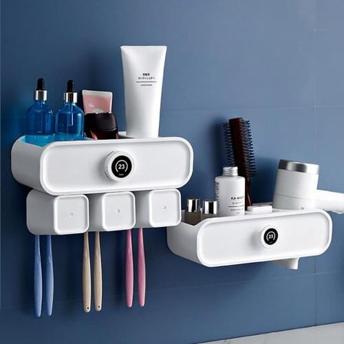 Wall-mounted Multifunction Bathroom Storage Rack Towel Shelf Toilet Tissue Holder Makeup Organizer Toothbrush Hair Dryer Holder