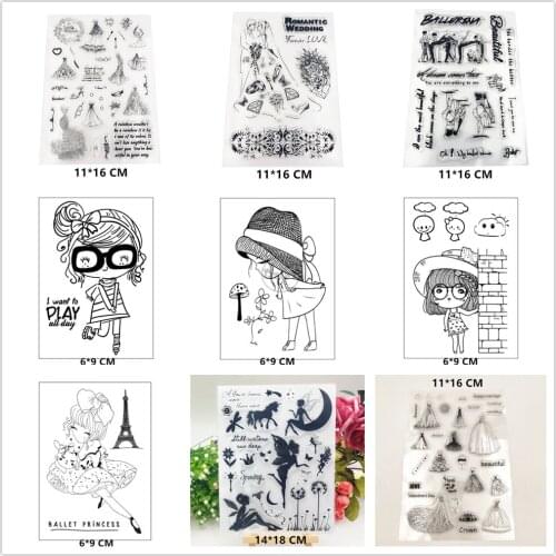 2021 New Little Girl Fairy Wedding Dress Clear Stamps DIY Scrapbooking Craft Supplies Silicon Seal Custom Album ink pad Stamping