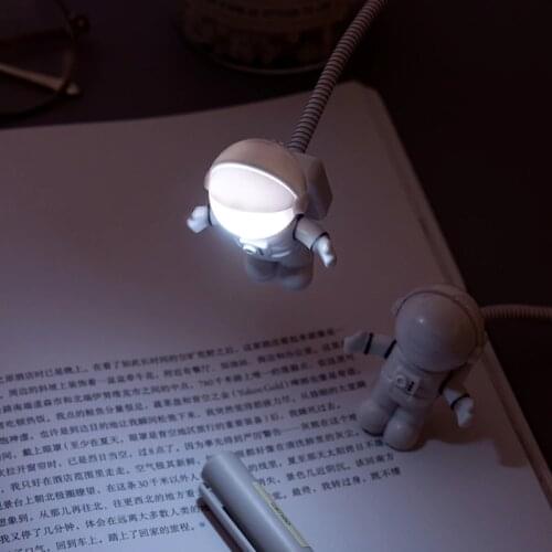 Novelty Flexible USB Astronaut Tube Portable LED Night Lamp DC 5V Bulb for Computer Laptop PC Notebook Decorate Reading Lighting