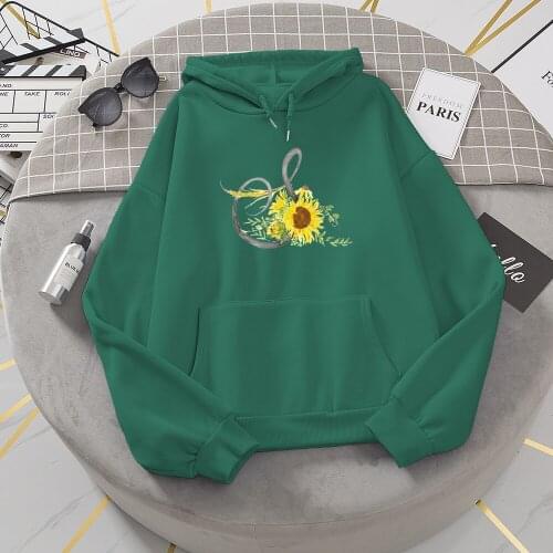New Fashion Womens Printing Sunflower Sweatshirts Long Sleeve Fleece Hoodies Hoody Plus Size Casual Jumper Cobijas Para Invierno