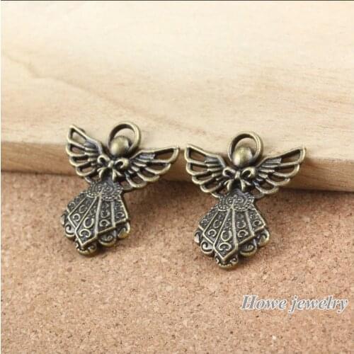 Wholesale 15 pcs ancient bronze angel alloy pendant fit DIY Charm fashion Bracelet Necklace jewelry accessories A004