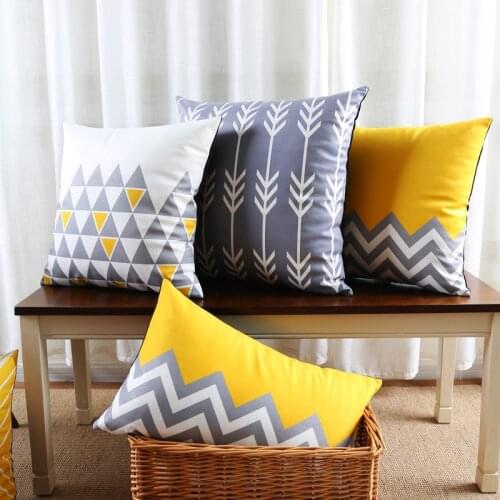 Wholesales Soft Velvet Cushion Cover Yellow Grey Ikat Geometric Arrow Triangle Home Decorative PillowCase 45x45cm/30x50cm