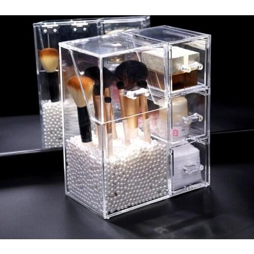 Plastic Makeup Brush Holder Dustproof Storage Box Makeup Organizer Rangement Maquillage Pencil Holder Lipstick Organizer Case