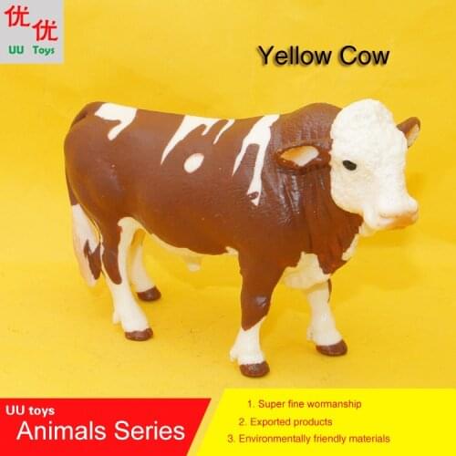 Hot toys:Yellow Cow simulation model Animals kids toys children educational props