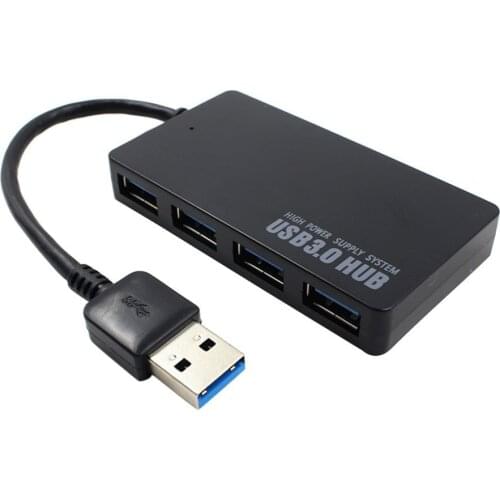 Portable USB Hub Compact 4 Port USB 3.0 Hub Splitter Adapter 5Gbps for Mac Laptop Notebook PC Desktop Black