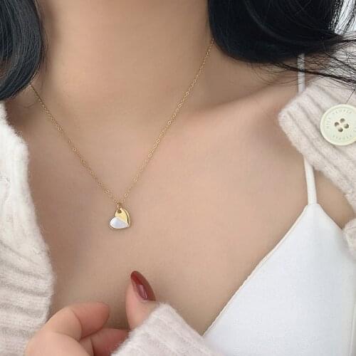 Romantic Shell Heart-shaped Pendant Necklace Elegant Womens Wedding Gold Clavicle Chain Charming Ladies Party Jewelry Gift