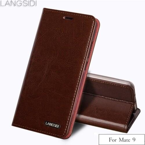 Luxury Flip three card oil wax skin flip phone holster For Huawei Mate 9 phone case all handmade custom