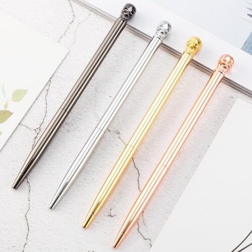 Creative Skull Metal Ballpoint Pen 24 Pcs/lot Cute Business Ball Pens Signature Pen Office School Writing Supplies