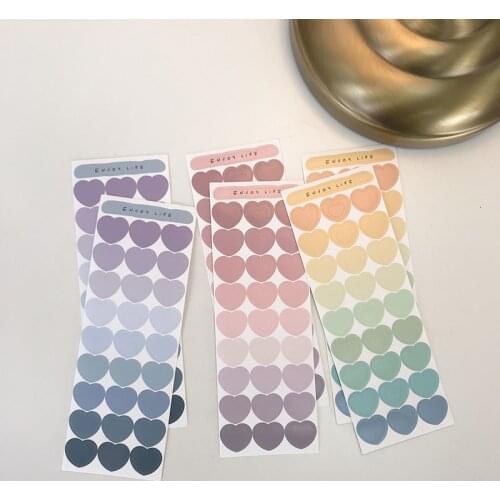 SIXONE 2Pc Love Shape Gradual Change Color Decorative Sticker Waterproof Student Creative Rainbow Seal Sticker Labels Stationery