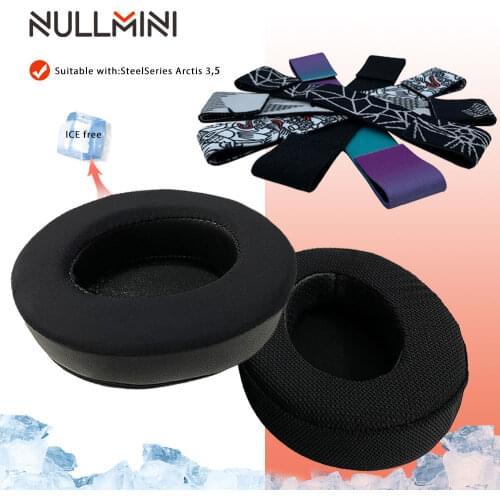 NullMini For SteelSeries Arctis 3,5 Headphones Replacement Earpads Headband Cooling Gel Cushions Breathable Ear Pad