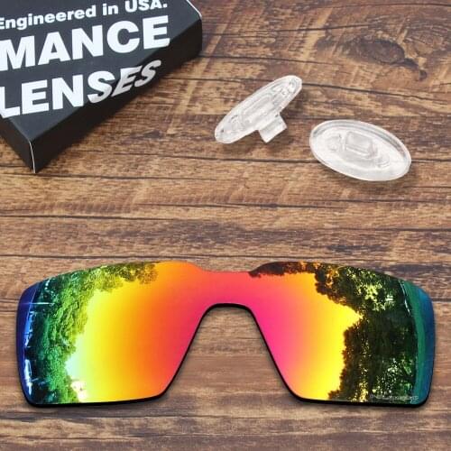ToughAsNails Resist Seawater Corrosion Fire Red Mirrored Polarized Replacement Lens and Clear Nose Pads for Oakley Probation