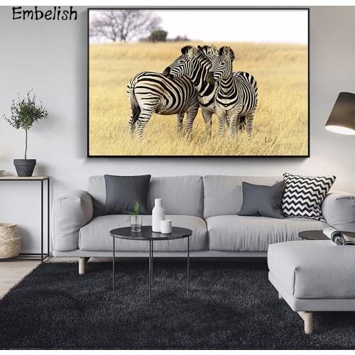 Embelish 1 Pieces Three Zebras In The Grass Animals Wall Art Pictures For Living Room HD Canvas Oil Paintings Home Decor Posters