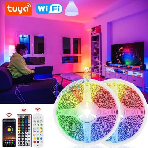 12V WiFi Tuya Smart Strip Light 5050 Dimmable RGB Tape Backlight Colorful Bulbtooth Control Timing Work With Google Alexa Home
