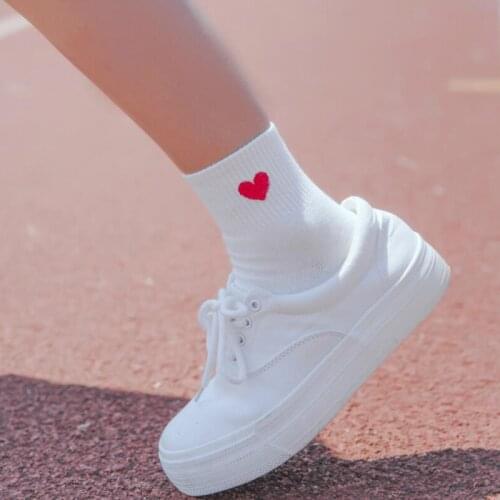 Love Heart Harajuku Women Cotton Long Socks Japanese Novelty Fashion Pattern Socks Hiphop Solid Cotton Cool Russia Sock