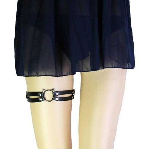 Ladies Gothic PU Leather Elastic Garter Belt Thigh Ring Dancer Clubwear Punk