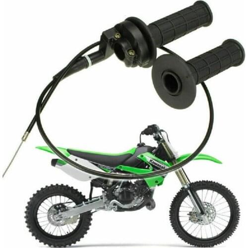 1 Pair Motorcycle Grips 7/8" Black Throttle Handle Grip with Twist Cable for Honda Yamaha Kawasaki Suzuki Pit Dirt Bikes