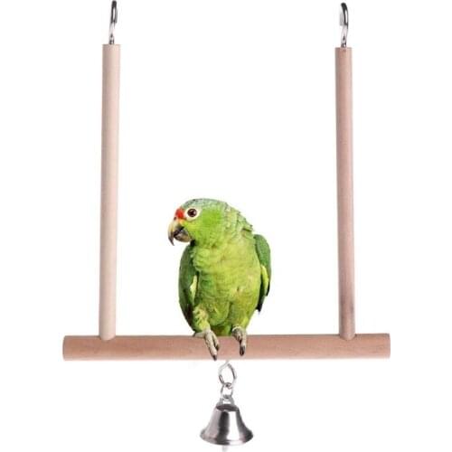 1PC Wooden Birds Cage Perch Cage Hanging Wood Birds Perch Parrot Toys Stand Holder Natural Wood Swing Pet Supplies