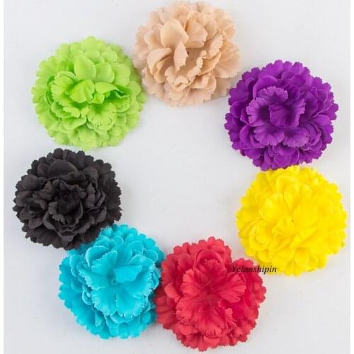 120pcs/lot 11CM 20colors Hair Chic Peony Flower Clips For Children Hair Accessories Artificial Fabric Flowers For Baby Headbands