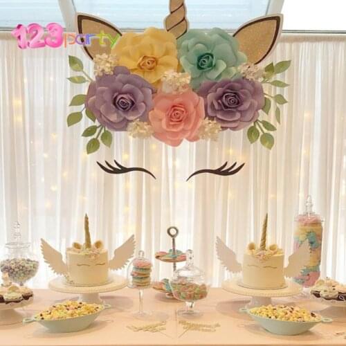 123 Unicorn Party Unicornio Horn Eyelashes Ear Kids Birthday Party Unicorn Decoration Baby Shower DIY Party Backdrop Supplies