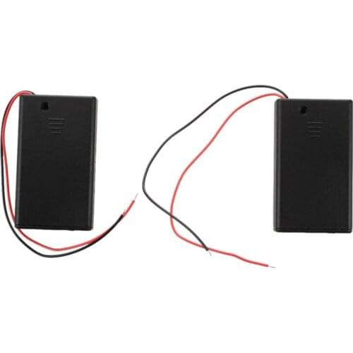 2 Pcs 3 x AAA 4.5V Battery Holder Case Box Wired ON/OFF Switch w Cover