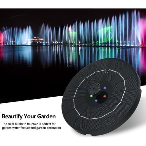 3.8W Large Diameter 190MM Water Pump Solar Fountain with Night Colorful Breathing Light 6 Nozzles Garden Scenery Pool Pond Tool