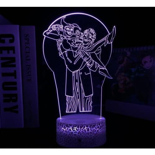 Man Holding Joker Smiling 3D LED Lamp Anime Figure Acrylic Light Guide Plate Visual Illusion for Children Festival Birthday Gift