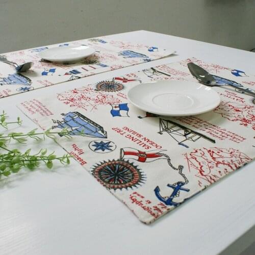 4 PCS/Lot 32*45cm Sailing Printed Placemats Dining Table Mat Pad Tableware Utensil Restaurant Catering Accessories Supplies CT