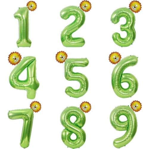 40 inch Fruit Green Number Aluminum Foil Balloon Baby Shower Balls Forest Animal Lion Balloon Baby Birthday Party Decorations