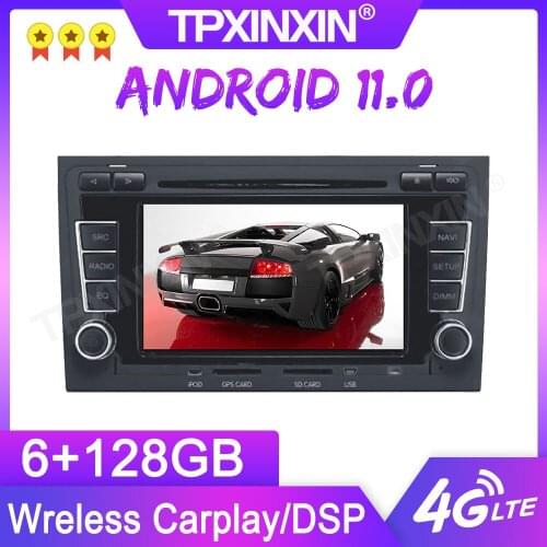 6+128GB Android 11 For AUDI A4 2002-2007 Car Multimedia Audio GPS Navigtion Radio 4G LTE Wireless Carplay