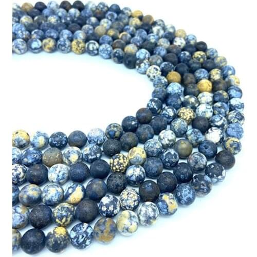6-14mm Natural Gemstone Round Frosted Blue Aobao Loose Beads DIY Stone Beads Jewelry Making Bracelet Necklace Earrings Yoga