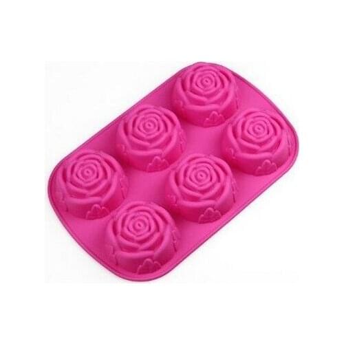 6 Rose Silicone Cake Baking Mold Cake Pan Muffin Cups Handmade Soap Moulds Biscuit Chocolate Ice Cube Tray DIY Mold