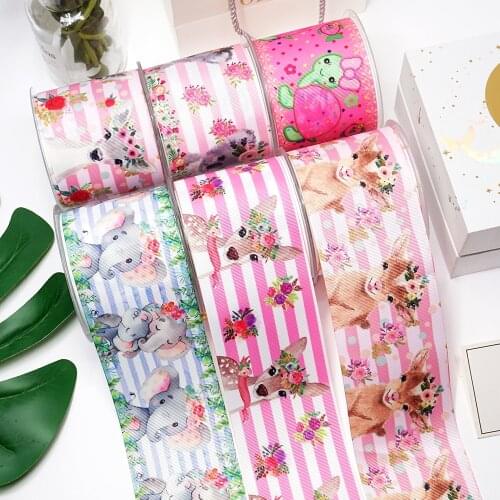 DIY Cartoon Animal Printed Grosgrain Ribbon For Craft Supplies Sewing Accessories 5 Yards. 36778